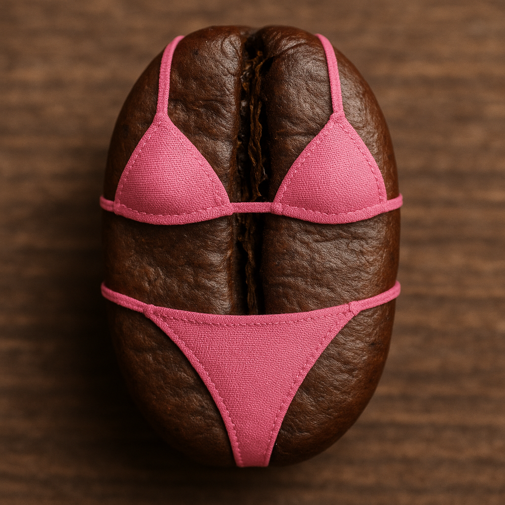 Overclock Coffee a coffee bean with bikini