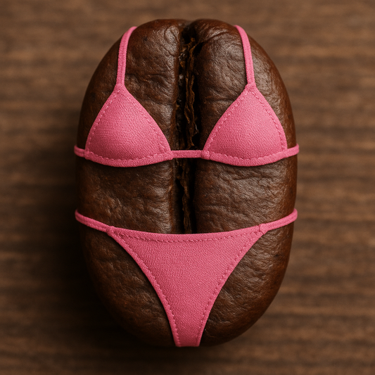 Overclock Coffee a coffee bean with bikini